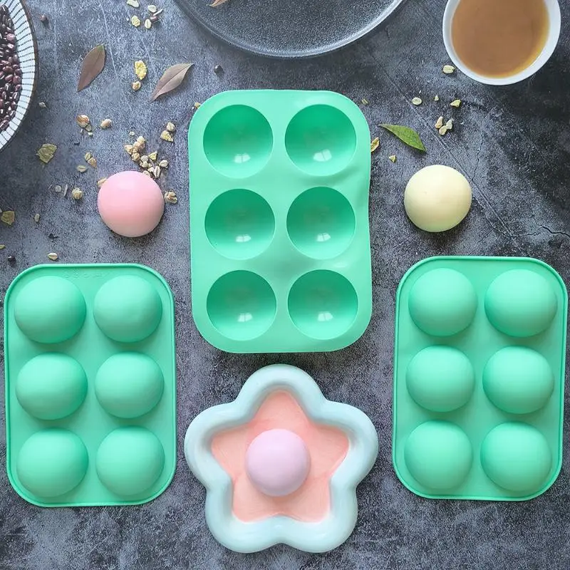 Half Ball Semicircle Silicone Chocolate Mould Dishwasher Safe Heat Resistant 6 Cavity for Cake Jelly Candy Baking