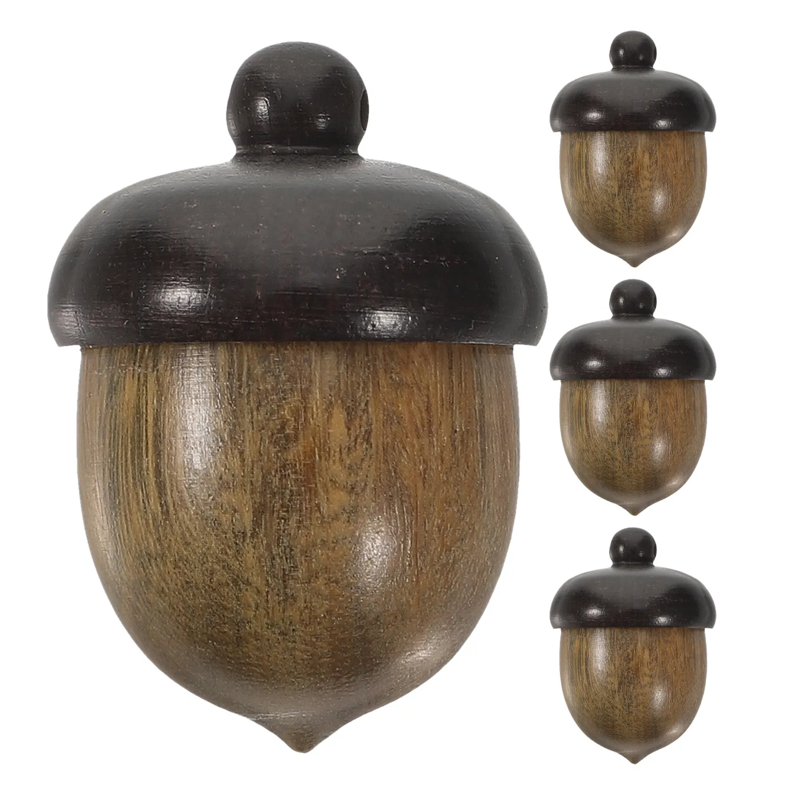 4Pcs Handmade Wooden Acorn Box Pendant Charm with Lid for Necklace Keychain DIY Jewelry Making Fall Thanksgiving Decor