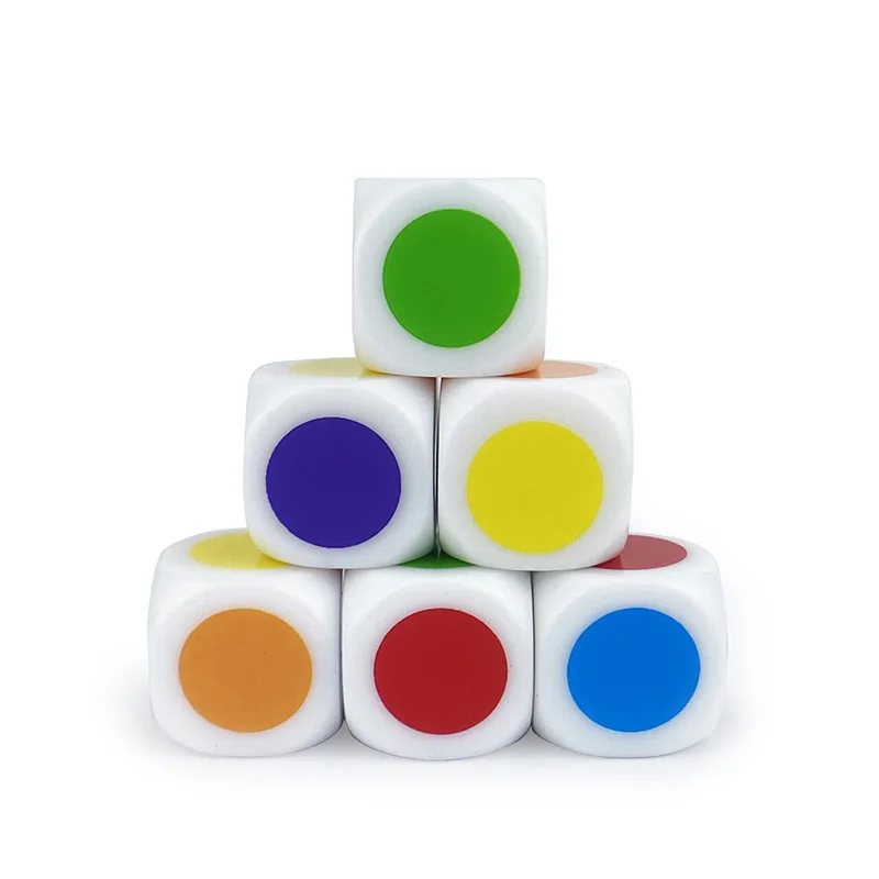 10 Pcs/set 6 Sided Round Colour Dice Funny Puzzle Game 16 Mm