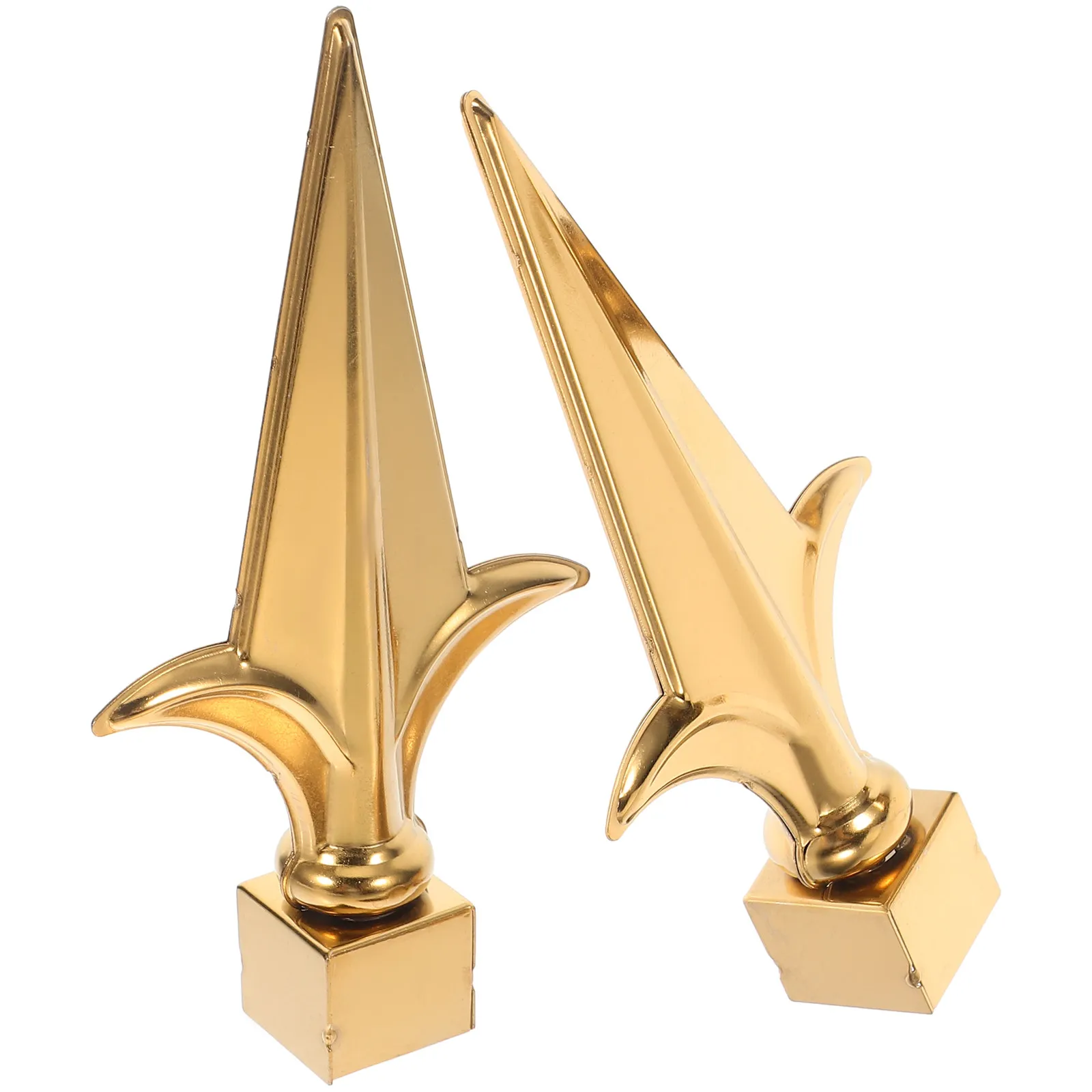 2Pcs Metal Flag Pole Topper Golden Stainless Steel Square Replacement Heads Elegant Garden Fence Finials Decorative Outdoor