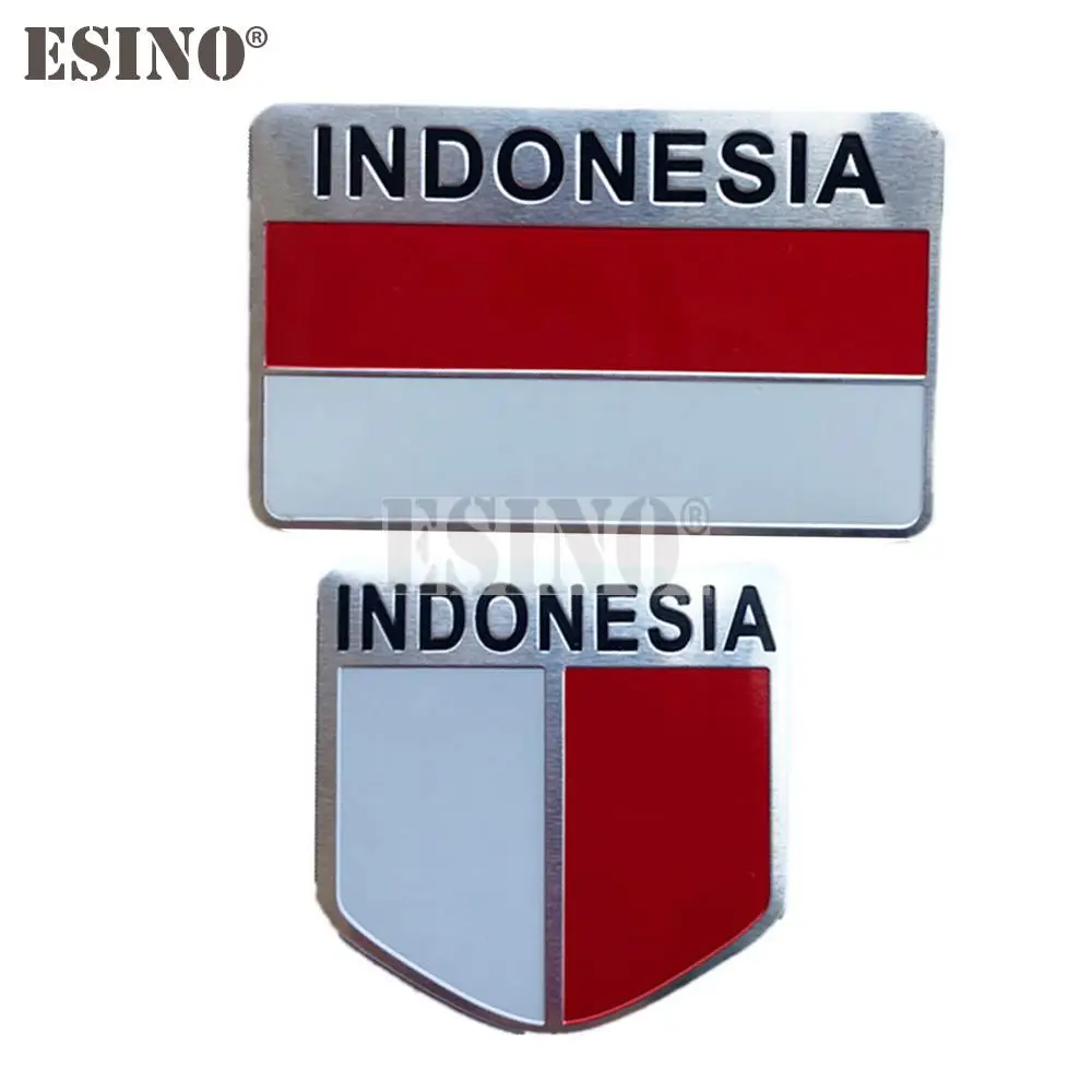 Car Styling Indonesia National Flag 3D Metal Chrome Aluminium Alloy Decorative Emblem Adhesive Badge Sticker Decal Accessory