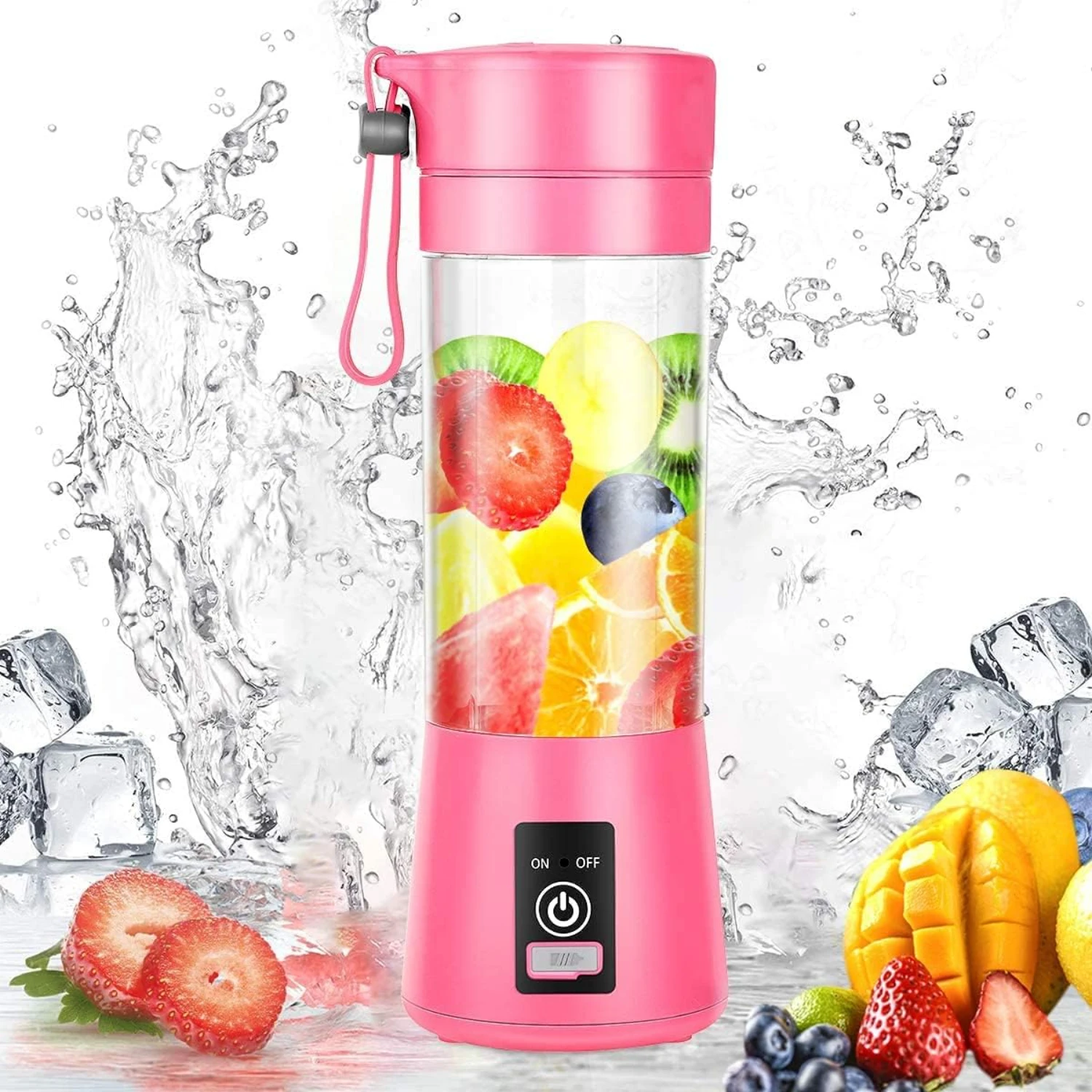 Portable USB Rechargeable Mini Fruit Juice Mixer Blender for Smoothies and Shakes - 380ML Travel Juicer Cup