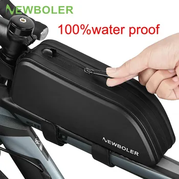 NEWBOLER Fahrradtasche Regendicht Radfahren Top Vorderrohr Rahmentasche Große Kapazität MTB Rennrad Fahrradtasche Schwarz Fahrradzubehör