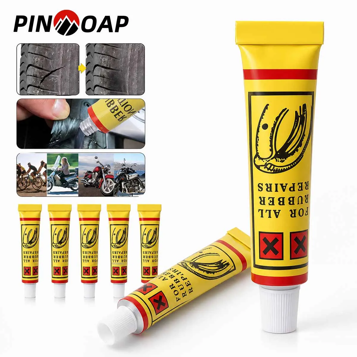 PINMOAP 1/2/4/8/10/20P Bike Inner Tube Patch Glue Rubber Cement Bicycle Puncture Adhesive For Mountain Road Cycling Emergency