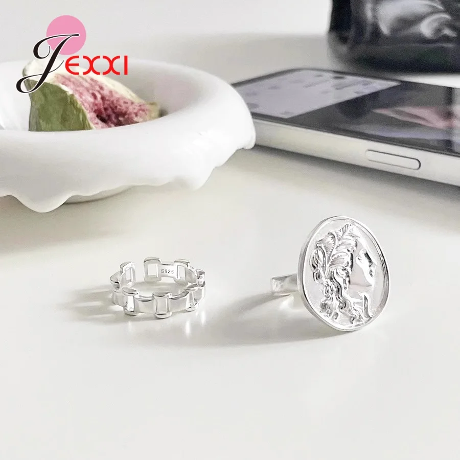 Genuine 925 Sterling Silver Irregular Opening Finger Rings For Women Fashion Trendy Wedding Engagement Jewelry Accessory Trendy