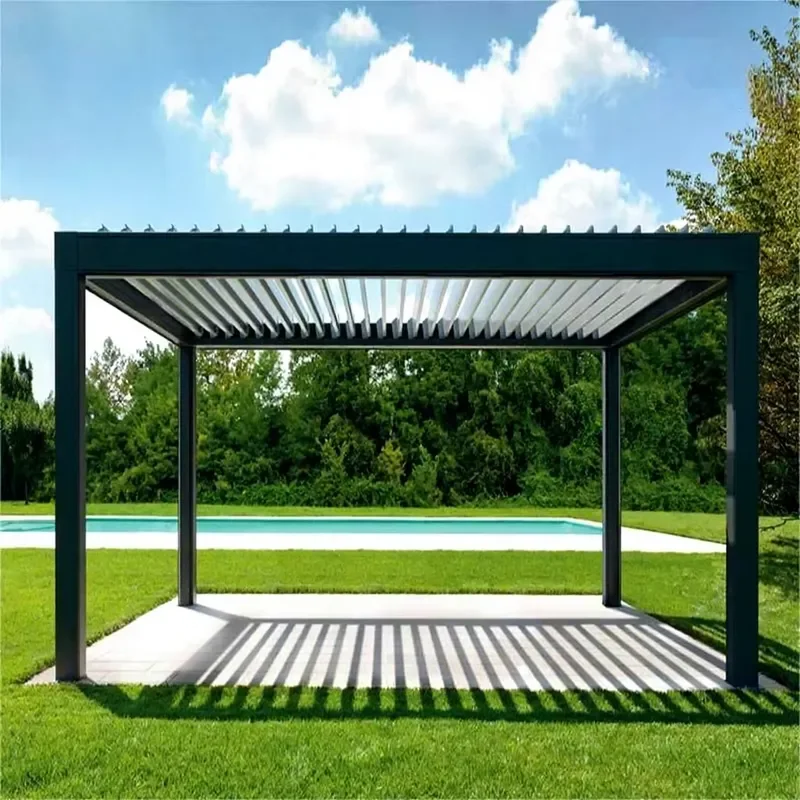 Amas Luxury Modern Outdoor Aluminum Pergola for Waterproof Louver Roof Stylish Garden Design