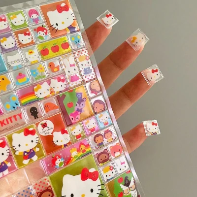 Hello Kitty 1 pièces autocollant Kawaii bricolage dessin animé autocollant vente chaude à la main mignon fille coque de téléphone tasse d'eau décoration autocollant cadeau