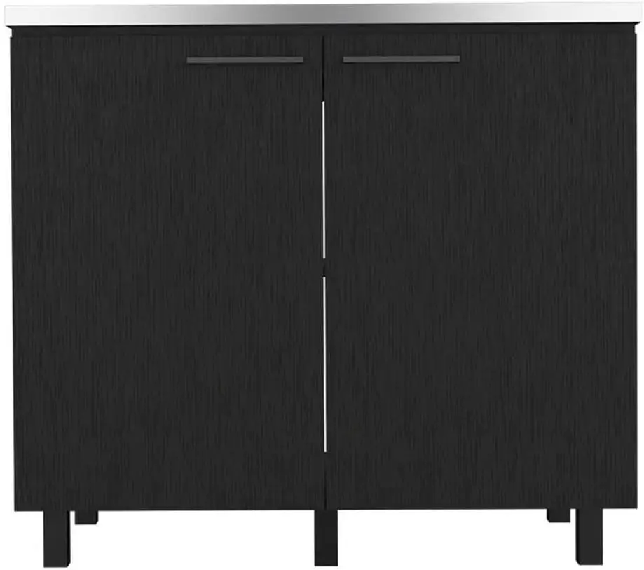 

Универсальная раковина Napoles с тумбой, столешницей из нержавеющей стали, внутренней полкой для хранения, широким двухдверным основным шкафом, современный многофункциональный дизайн.