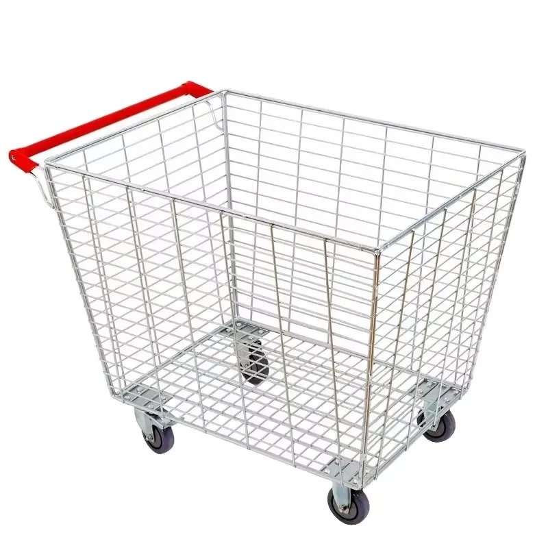 Industrial Stainless Steel Platform Trolley with PU Wheels for Warehouse Supermarket Order Picking Heavy Duty Metal Cart Tool