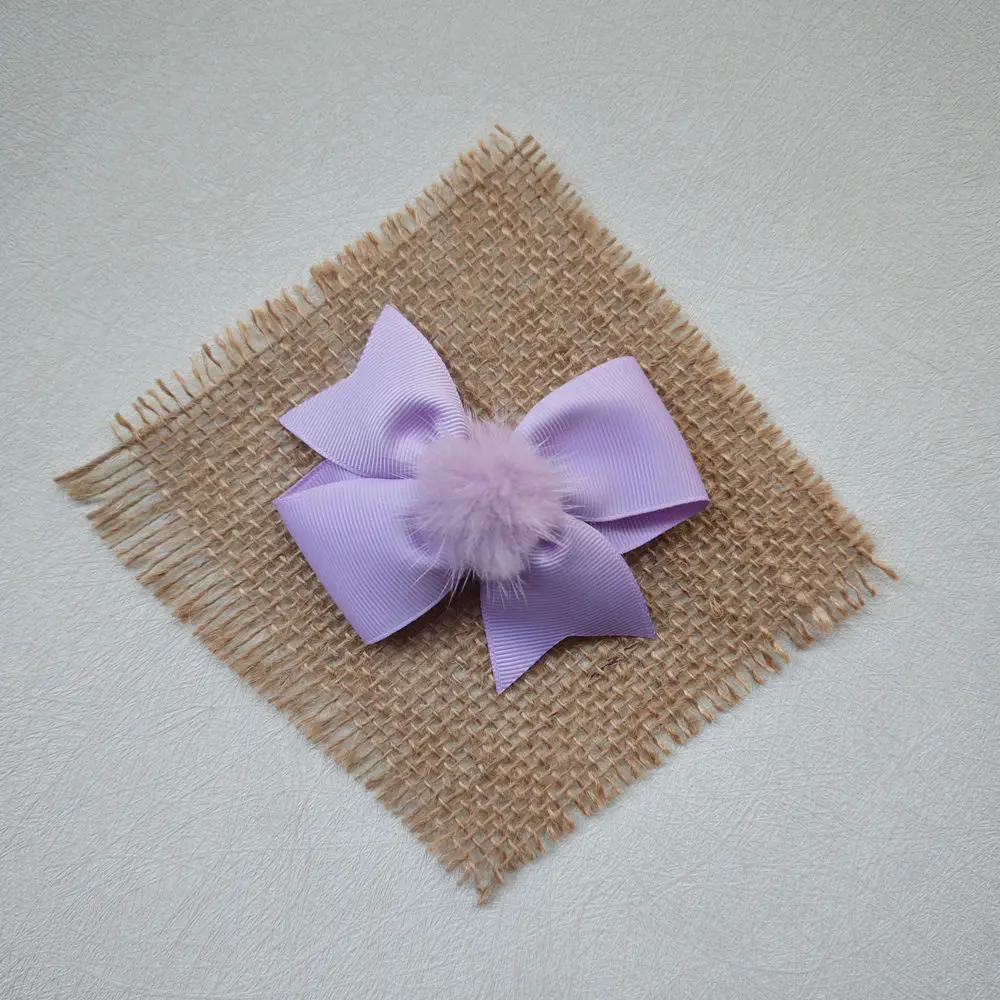 

Custom Color Pompom Ball Pinwheel Hair Bows Clips Girls Boutique Pompon 3.5" Bowknot Ribbon Classic Hairpin Accessories 20PCS
