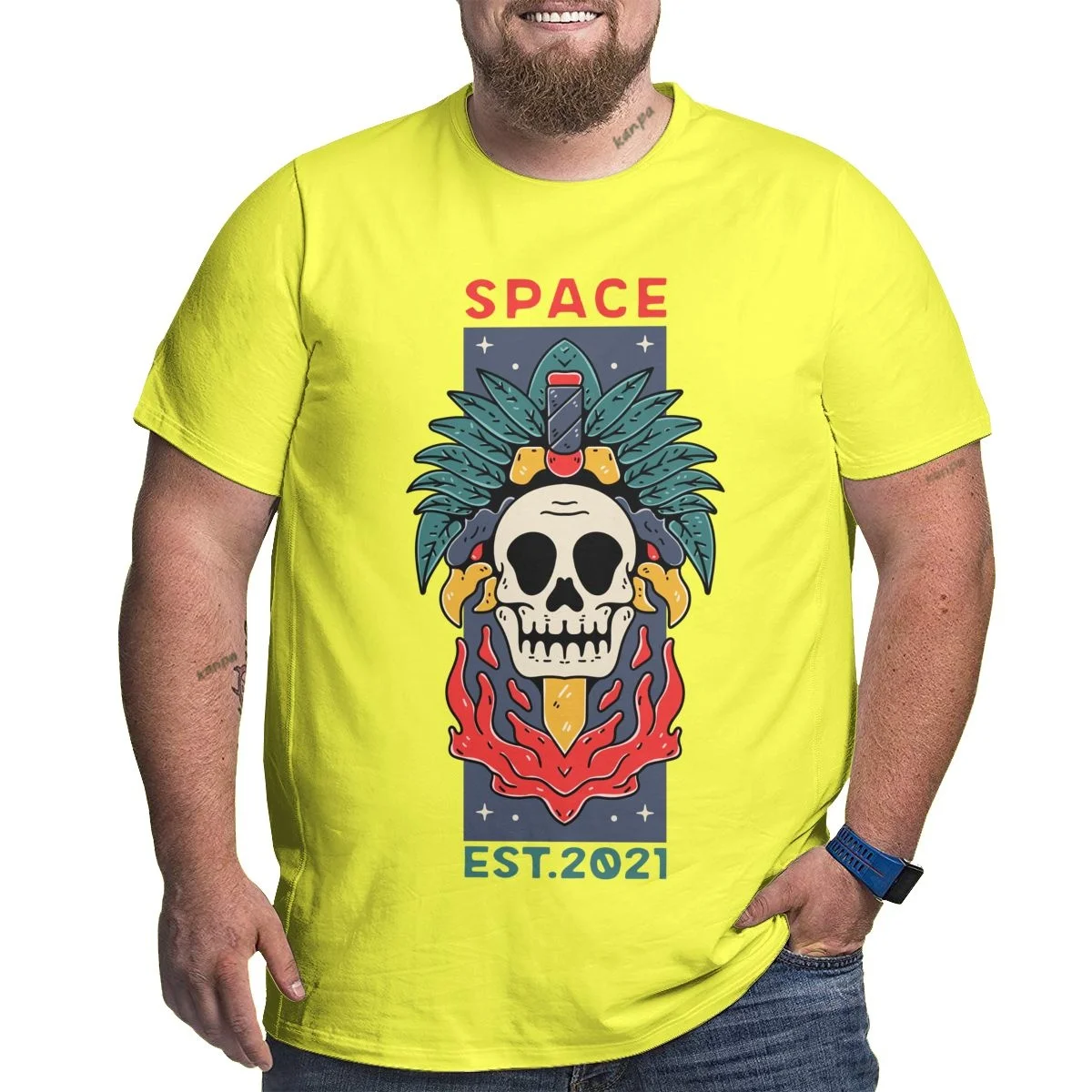 Skull Graphic T Shirts for Big and Tall Men Cotton Short Sleeve Plus Size T-shirts High Street Top Tees Clothing XL-6XL