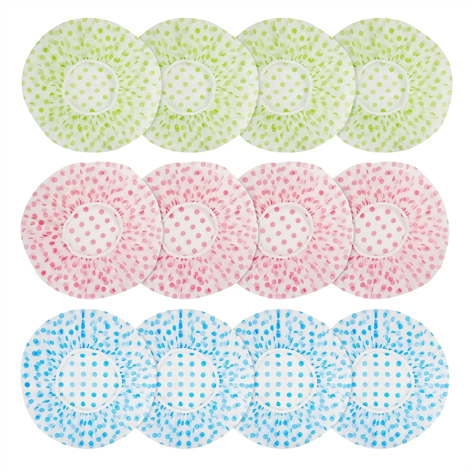 

Shower Cap 12 Pcs Plastic Shower Caps for Women Reusable Waterproof Elastic Band Flower Printed Hair Cap for Spa Salon