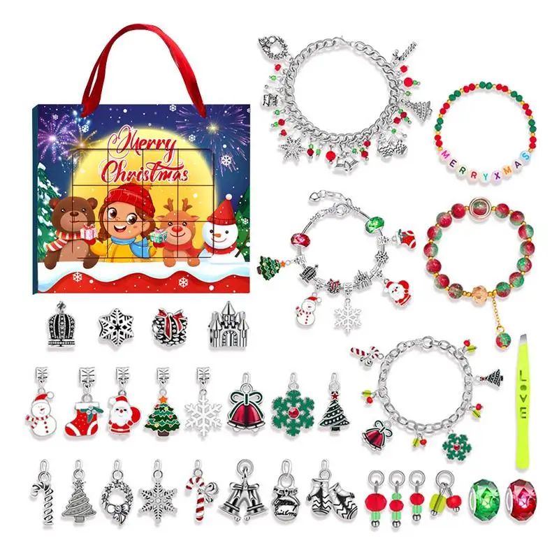 Christmas Charm Advent Calendar Jewelry Making Kit Advent Calendars 2024 Jewelry Calendar Countdown To Christmas Bracelet Making