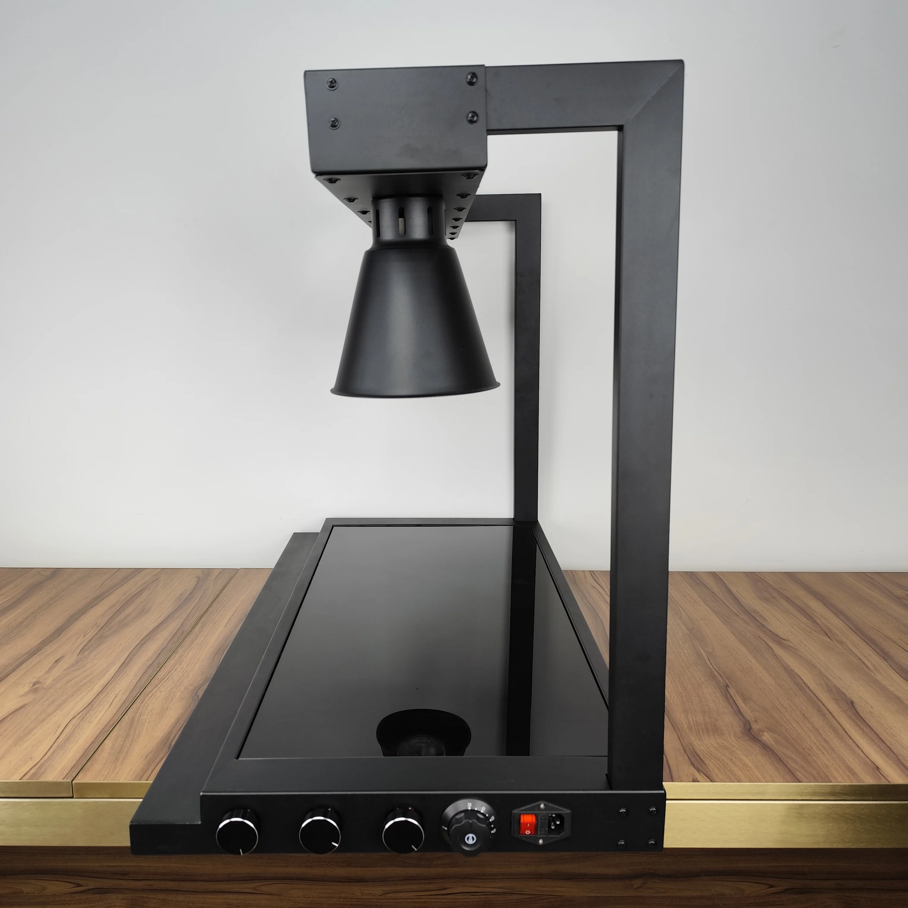 Black Dual-Sided Heating Warming Lamp Station with Infrared Lamp Food Warming Lamp  with Glass Warming Panel for Hotel Buffet - view 5