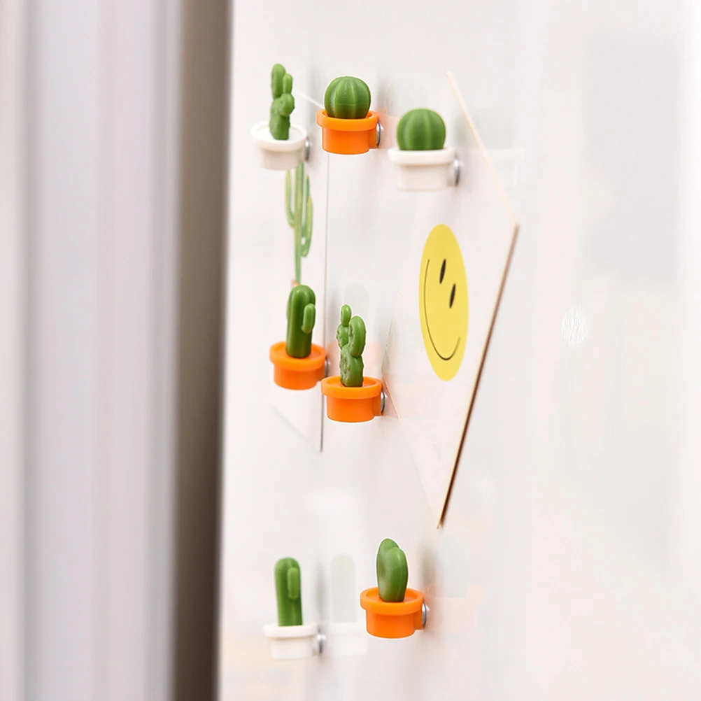 

12 Pcs Cactus Magnets Random Pattern Magnetic Sticker Fridge Refrigerator Small Size Colorful