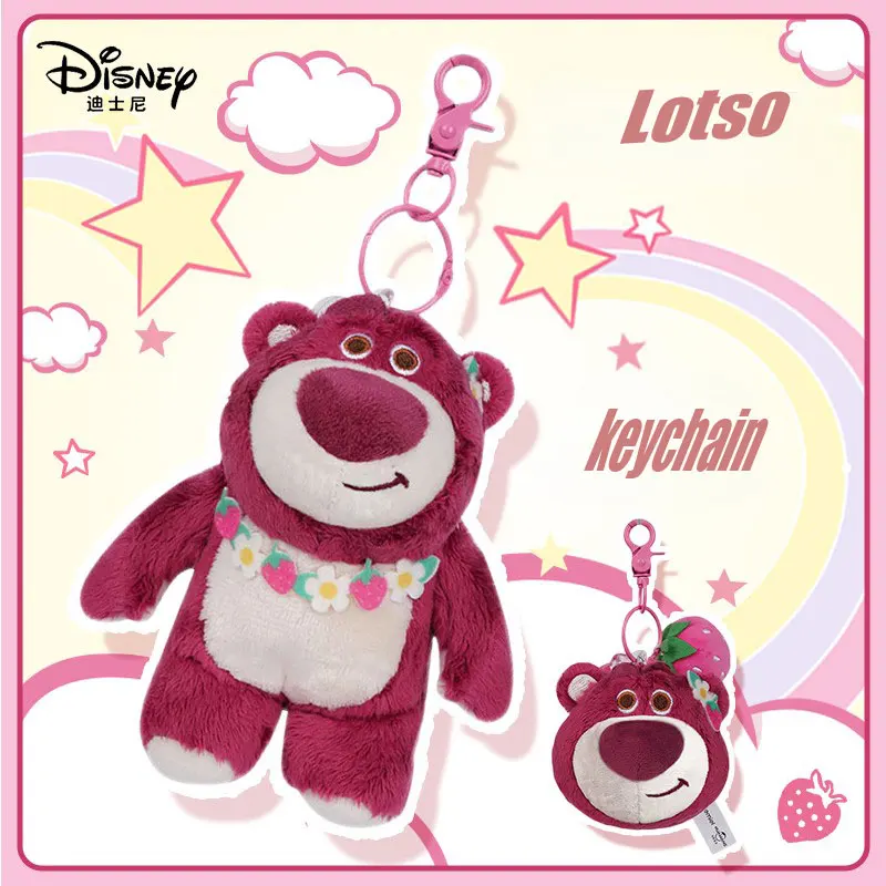 Llavero de peluche de Lotso de Disney, muñeco de dibujos animados y anime, colgante para mochila, juguete para niños, regalo de cumpleaños, accesorios para gorra