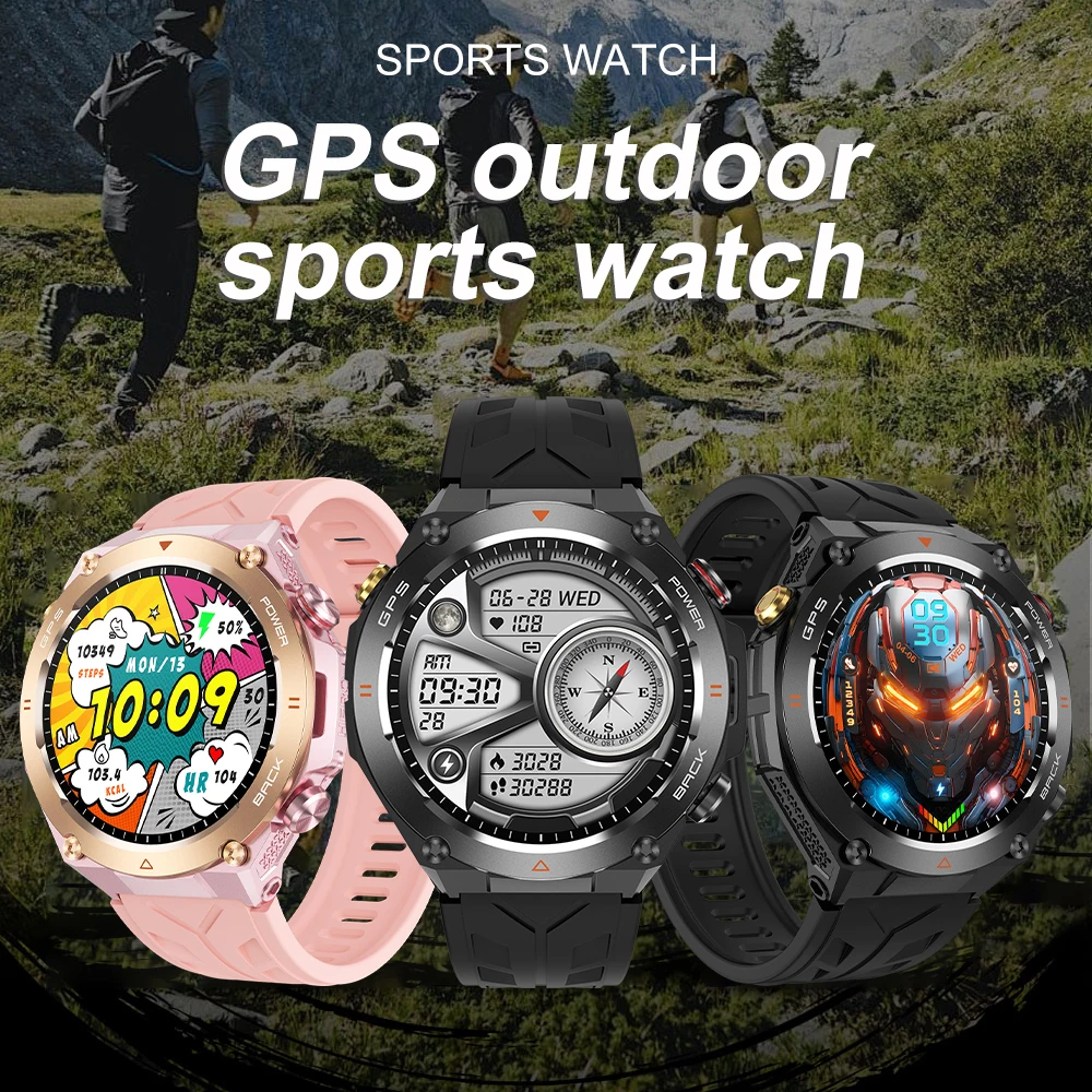 KC82 Men's and women's smartwatch Bluetooth Call altitude/Air pressure/Compass Outdoor exercise GPS tracking Health detection