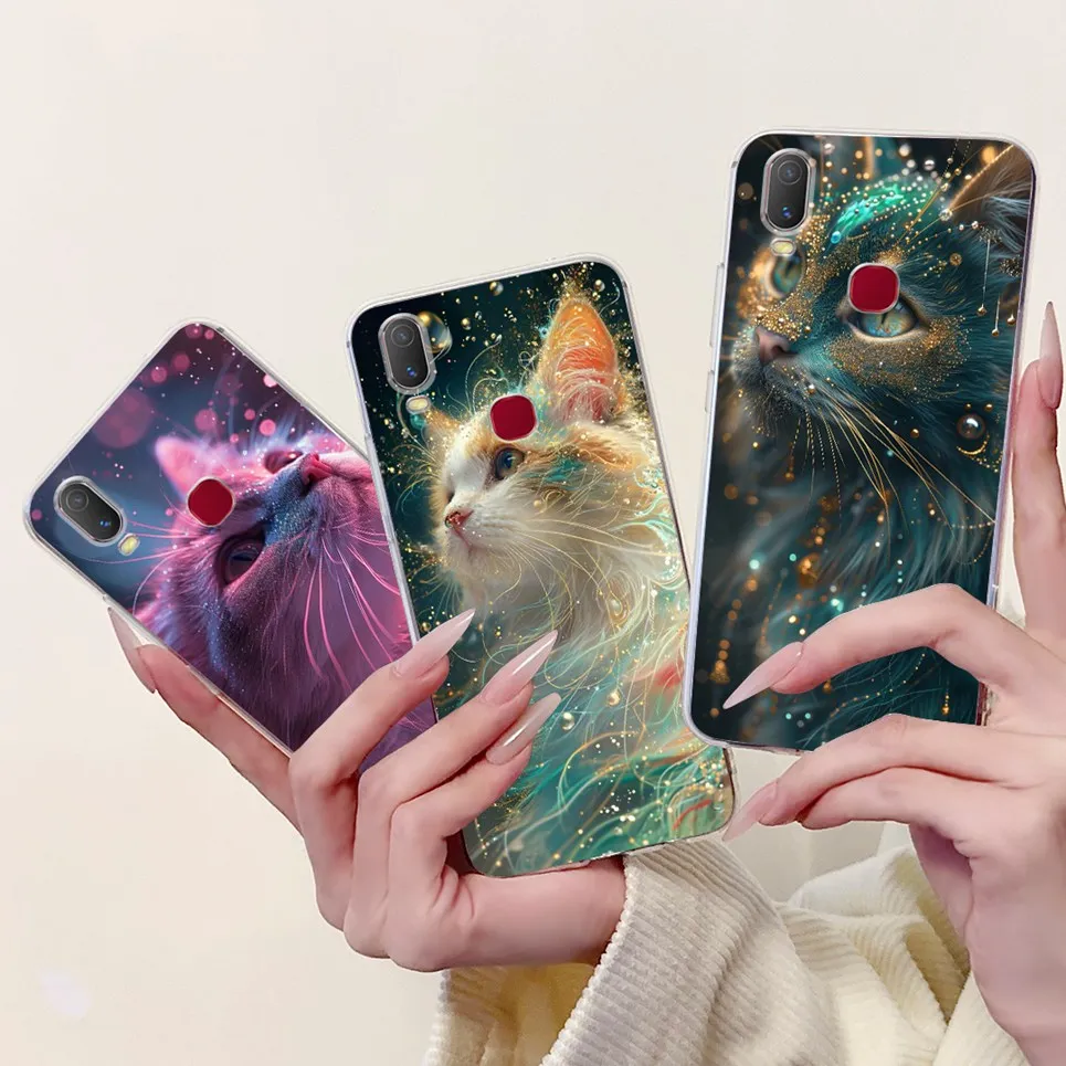 حافظة لهاتف Vivo Y11 2019 / Vivo Y12i 1906 غطاء خلفي من السيليكون الناعم الشفاف من البولي يوريثان الحراري كارتون كوكيز