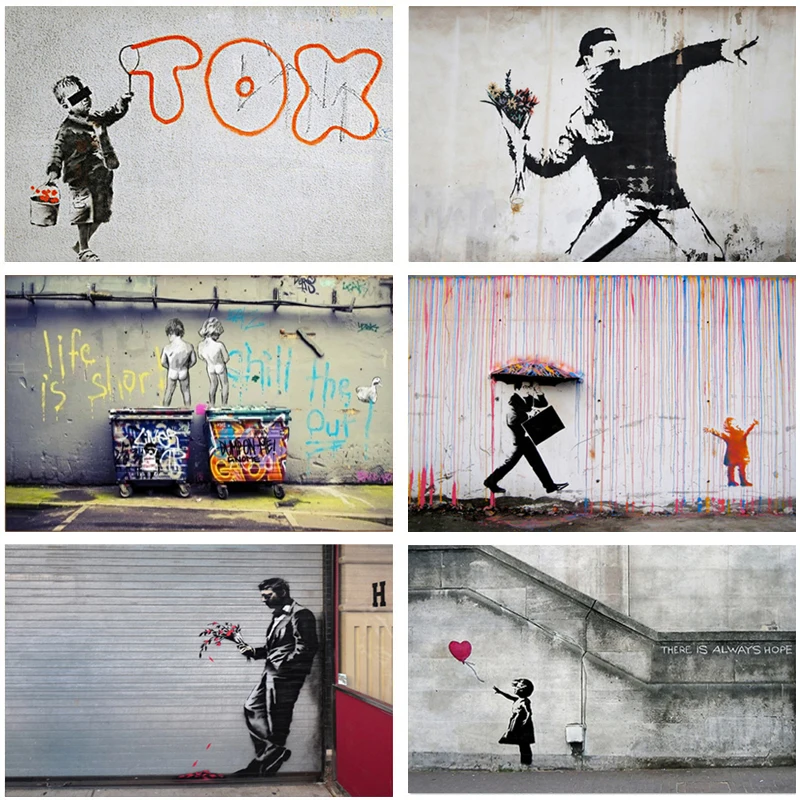 Banksy Art Street Graffiti Wall Art Canvas Paintings Modern Posters and Prints on The Wall for Living Room Decor Cuadros