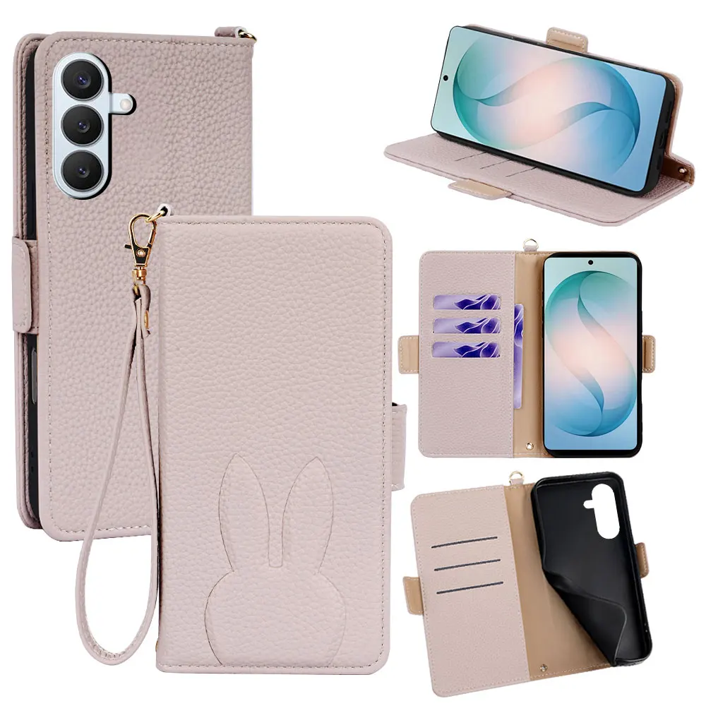 Case for Samsung Galaxy S26+/S26/S26Ultra, PU Leather Shell with Wristlet Wallet Hidden Bracket Cover