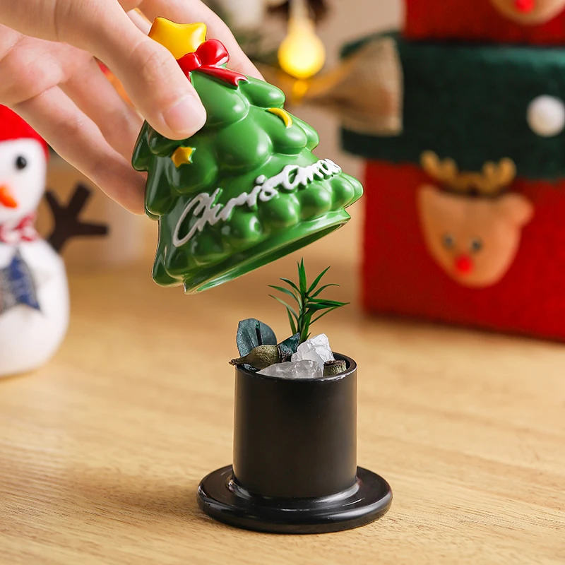 Stoples Penyimpanan Batu Beraroma Pohon Natal untuk Aromaterapi Minyak Esensial di Rumah, Dekorasi Meja Kreatif untuk Suasana Ruangan