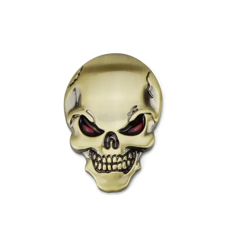 

10PCS Metal 3D Skull Skeleton Car Sticker Motorcycle Decal Stickers Cool Punk Style Emblem Badge Gold Black Sliver 3D Sticker