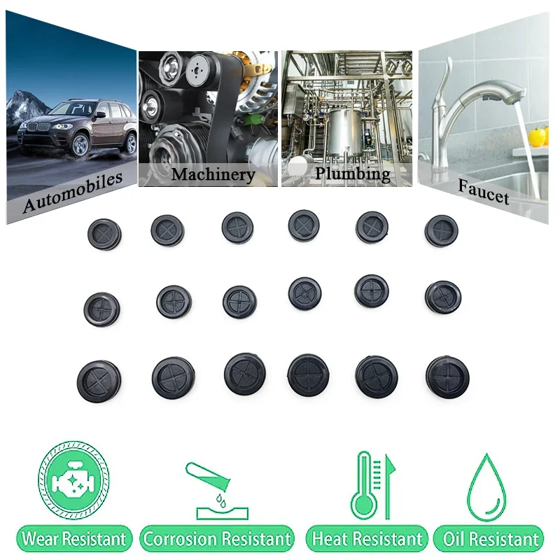 18 Sizes NBR Rubber Wire Grommet Set 125Pcs Waterproof Hole Protector Gasket For Electrical Machinery Wiring Harness