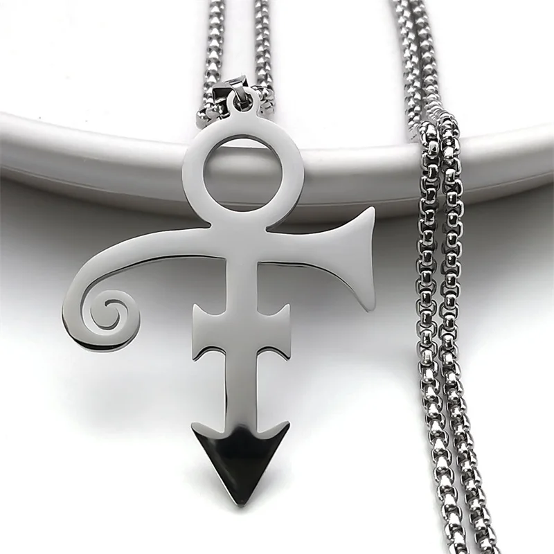 RIP Memorial Symbol Love Logo Steampunk Stainless Steel Necklace Women The Minimalism Artist Love Symbol Prince Necklace Jewelry