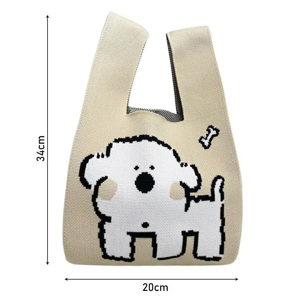 Bear Dog Handbag Cute Knitted Panda Tote Bags Vest Leisure Handmade Lunch Bags Women