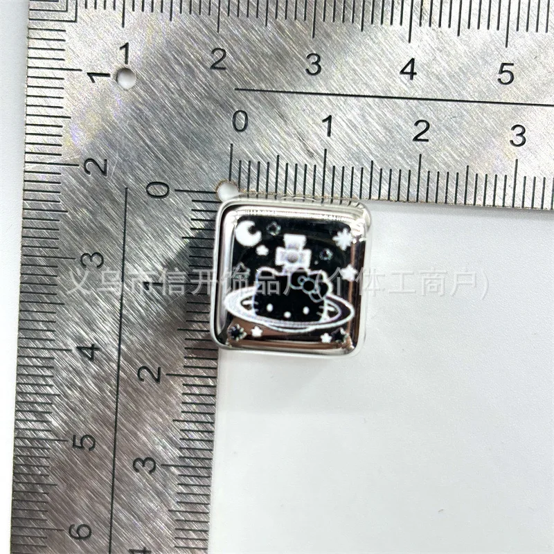 Przez otwór 15mm Hello Kitty drukowanie srebrny kwadratowy koralik długopis Sanrio łańcuszek do telefonu komórkowego luźne koraliki diy ręcznie robione materiały