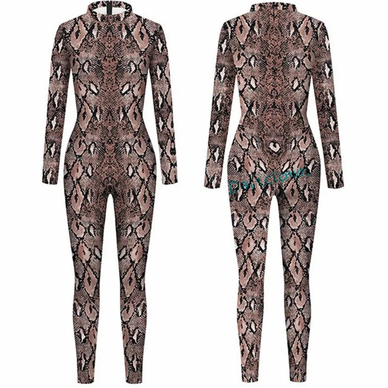 الأخضر الأفعى طباعة ثوب بودي كون مثير المرأة رومبير ارتداءها للحزب اللياقة البدنية الزي تأثيري حلي الإناث قطعة واحدة البدلة