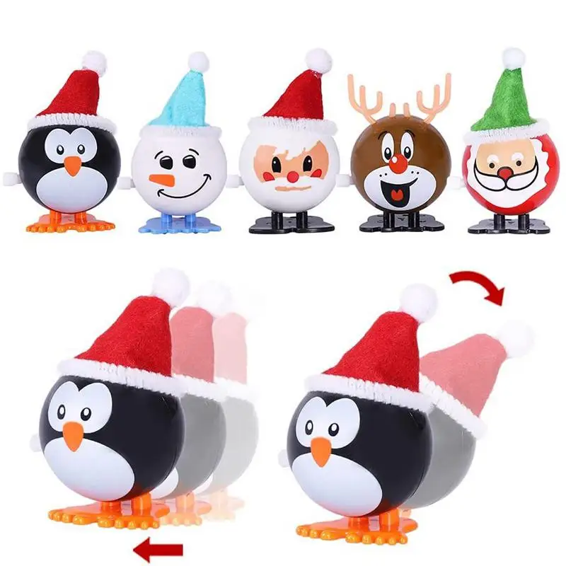 Giocattoli a carica per bambini Giocattoli a carica natalizia Sfusi Piccoli Babbo Natale Pupazzo di neve Alce che salta Pinguino Giocattoli per borse Goodie