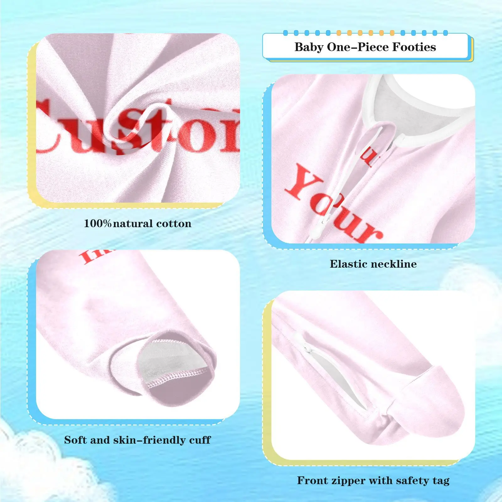 ทารกแรกเกิดเด็กทารกผ้าฝ้าย 100% เสื้อผ้าปรับแต่งภาพสาวชิ้นเดียว Footies ชุดนอนเหมาะสําหรับฤดูใบไม้ผลิและฤดูใบไม้ร่วง