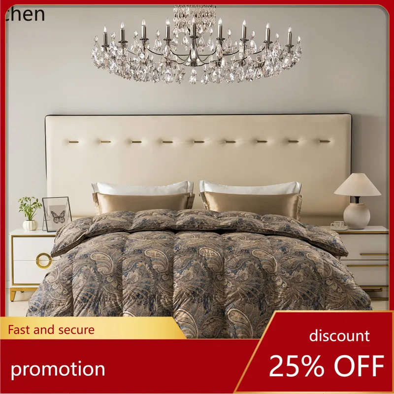 YFY Down Duvet with Soft Silk, Thickened and Warm White Goose Down Quilt for Winter