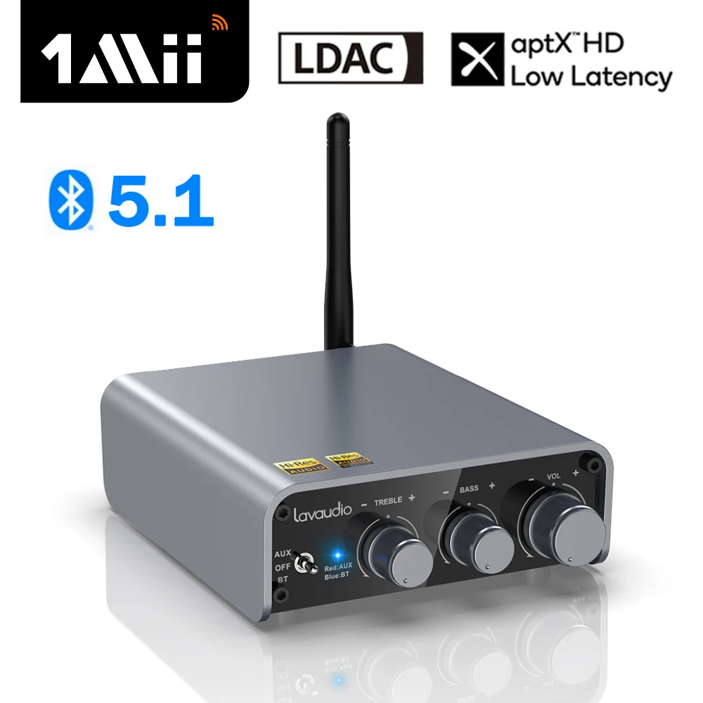 1Mii DS300 Bluetooth 5.1 Audio Amplifier Receiver for Home Stereo with LDAC,aptXHD,2 Channel Class D Integrated Mini Amp 100Wx2