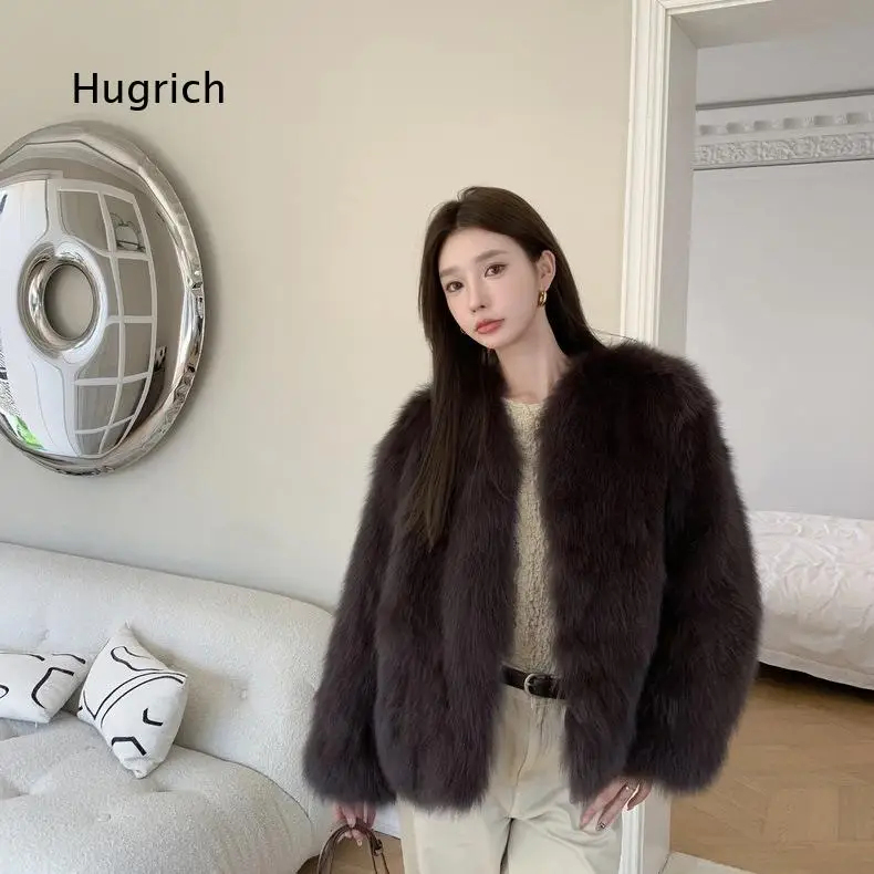 Women Eco Friendly Faux Fox Fur Faux Fur Coat Elegant Style Thick Warm Fashion Overcoat For Autumn And Winter Daily Wear