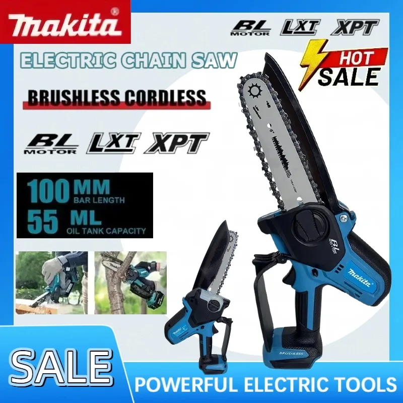 

Аккумуляторная ручная цепная пила Makita 6 дюймов, портативная, для обрезки деревьев, распиловки древесины, деревообработки, 18В