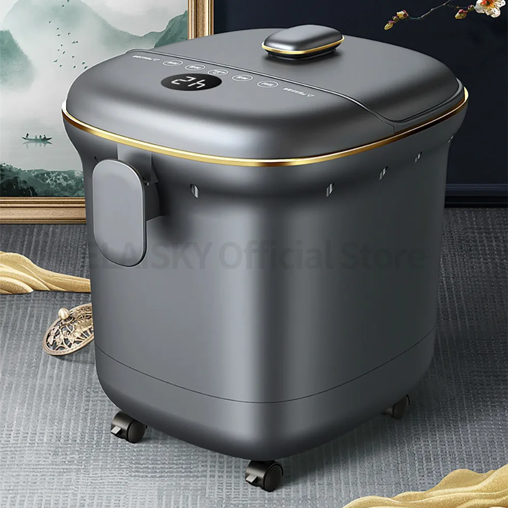 Electric Foot Bath 220V Bucket Vibration Heating Foot Spa Bubbles Surfing Massage for Relieve Pressure Relaxation House Massager