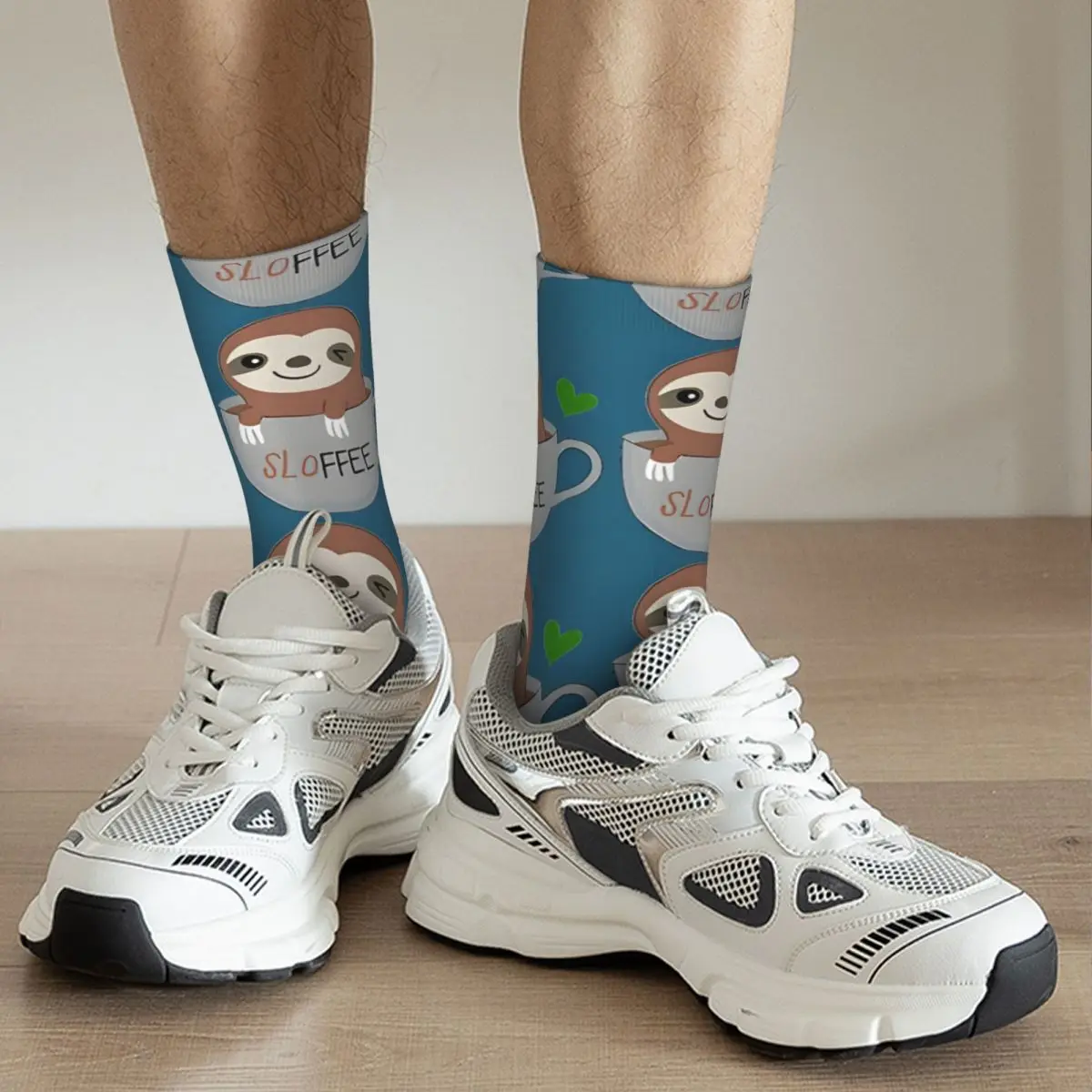 Chaussettes de compression unisexes pour hommes, motif paresseux Harajuku, imprimé fantaisie drôle, chaussettes Happy Crew, cadeau pour garçons