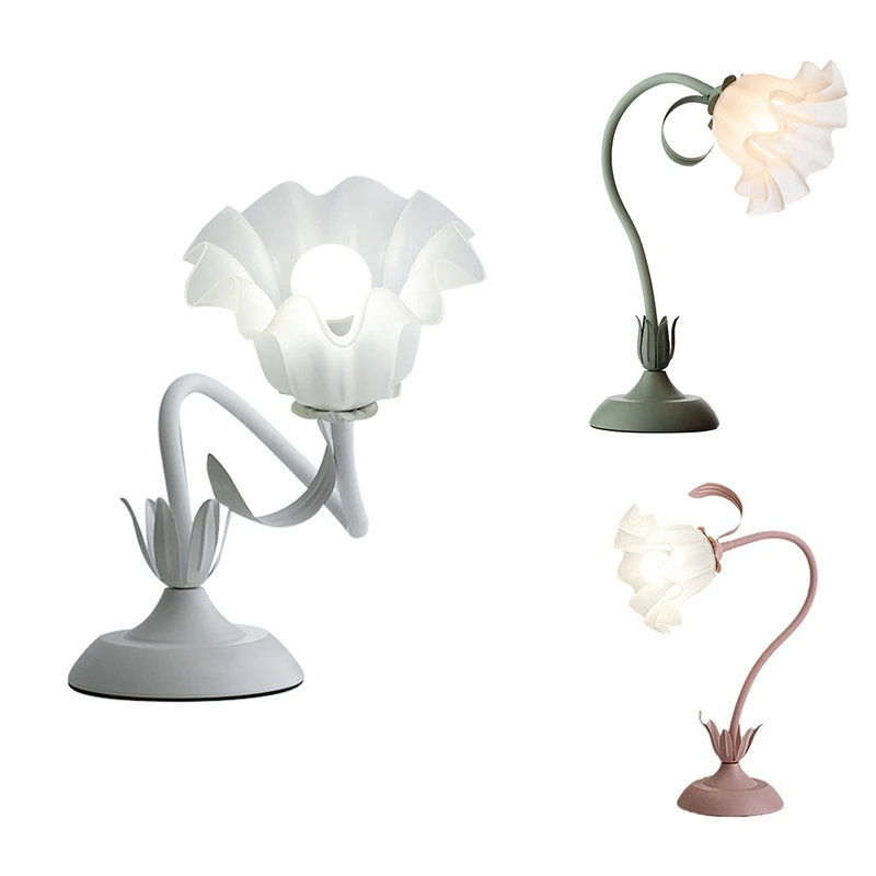 

Retro Flower Lily Table Lamp Creatives Table Lamp Unique Diy Lily Of The Valley Lamp For Bedroom, Bedside,US Plug