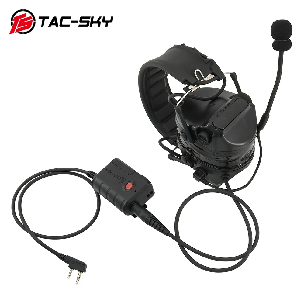 TS TAC-SKY-Tactical Headset Cabo de Extensão, Adaptador PTT, 7.0mm Plug com Bluetooth para COMTAC, AMP, Marshall etc Série Headsets