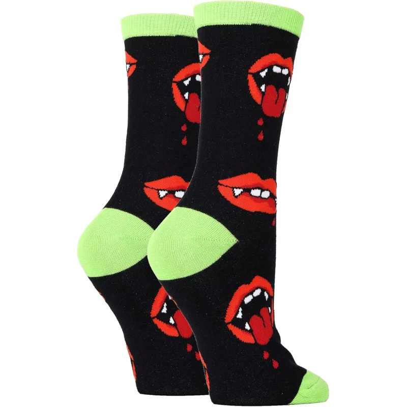 Women's novel Halloween crew socks FunWeirdCrazy casual socks