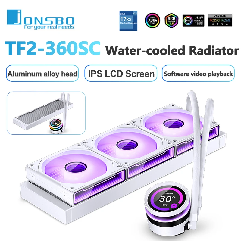 Jonsbo TF2-360SC Integrated Water-cooled Radiator ARGB IPS LCD Screen CPU All in one AIO CPU Liquid Cooling Intel 1700 115X AM5