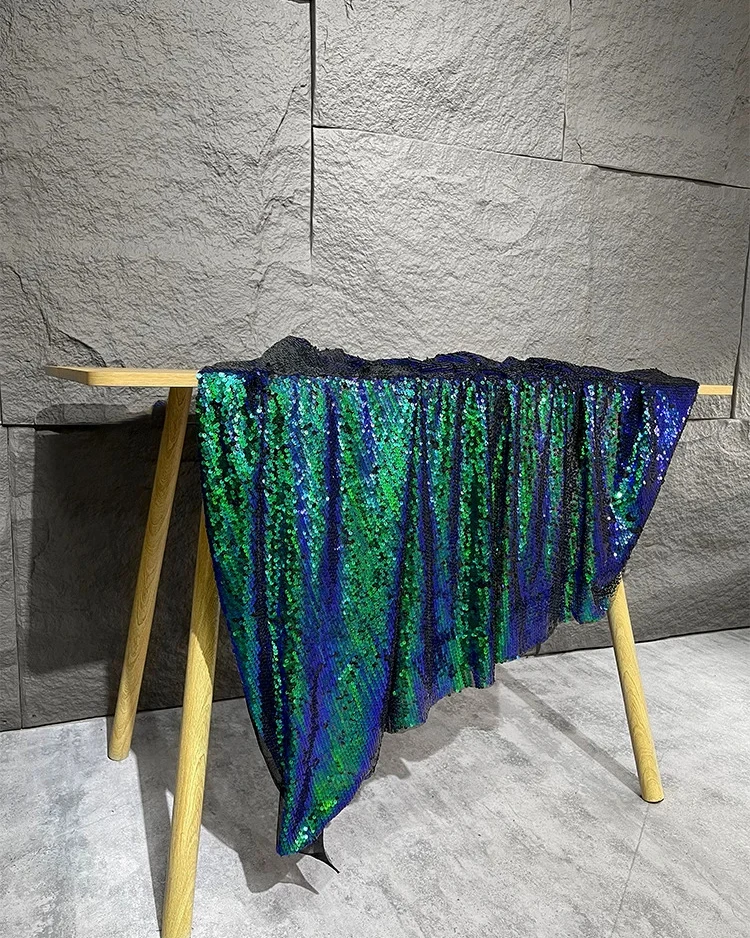 Tela de lentejuelas degradadas de colores de 1 yarda, tela creativa para decoración de fondos, tela de diseñador para vestidos y ropa.