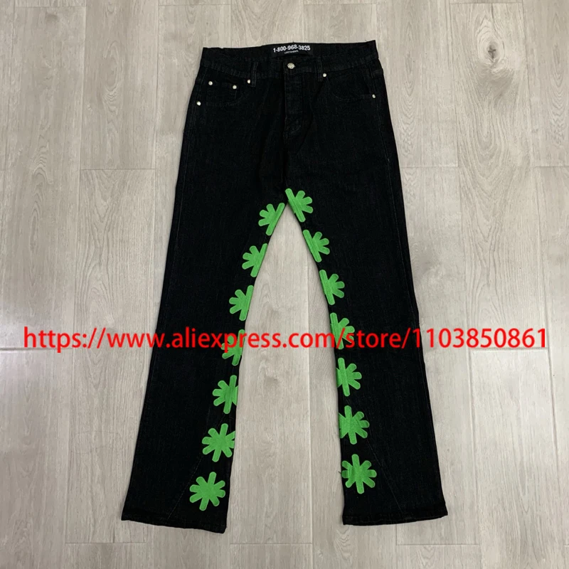

25SS LOSTSHDWS JEANS Fashionable Patchwork Embroidered Logo Slim-fit Jeans Summer Trend Lost Shdws Micro-flared Pants
