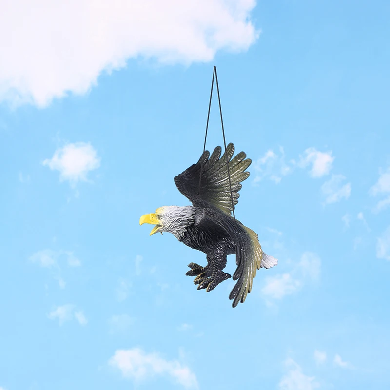 1Pc Outdoor Plastic Eagle Figurine Hanging Bird Deterrent Vivid Flying Hawk Decoy Garden Scarecrow Ornament Eagle Bird Ornament】 view 6