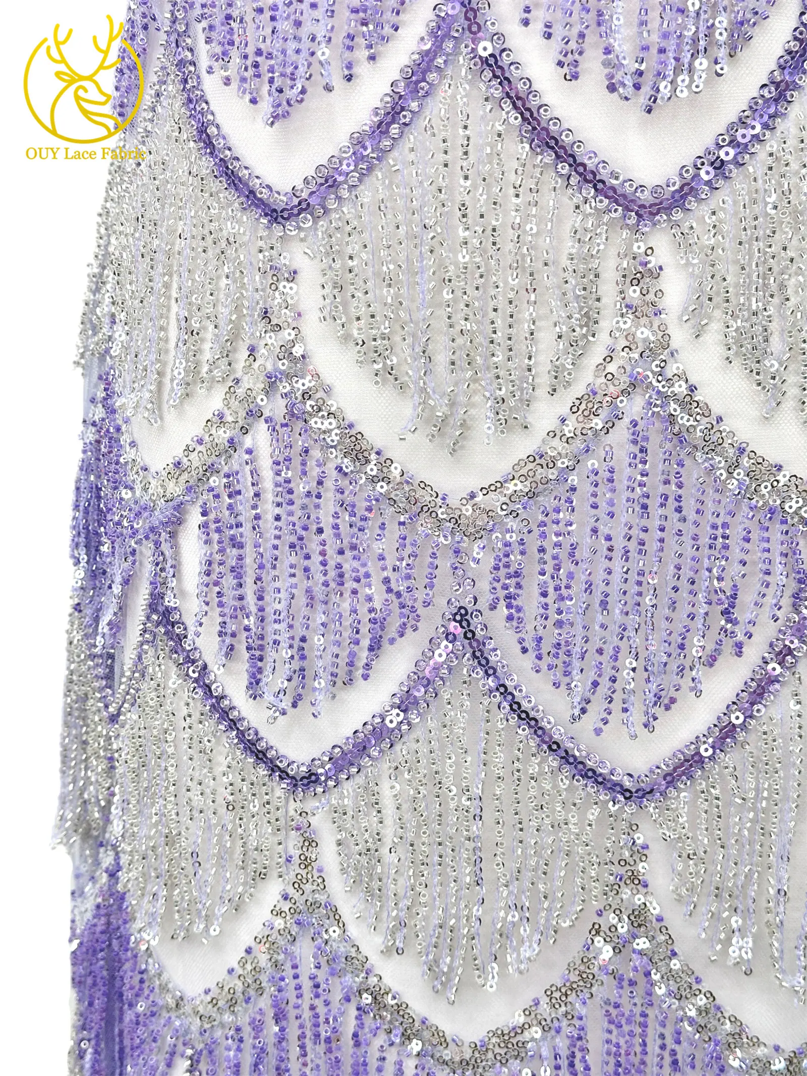 Hochwertiger nigerianischer 3D-Hängeperlen-Spitzenstoff, 5 Yards, hochwertiger französischer afrikanischer Pailletten-Spitzenstoff für Mädchen-Abendpartys – Detail 10