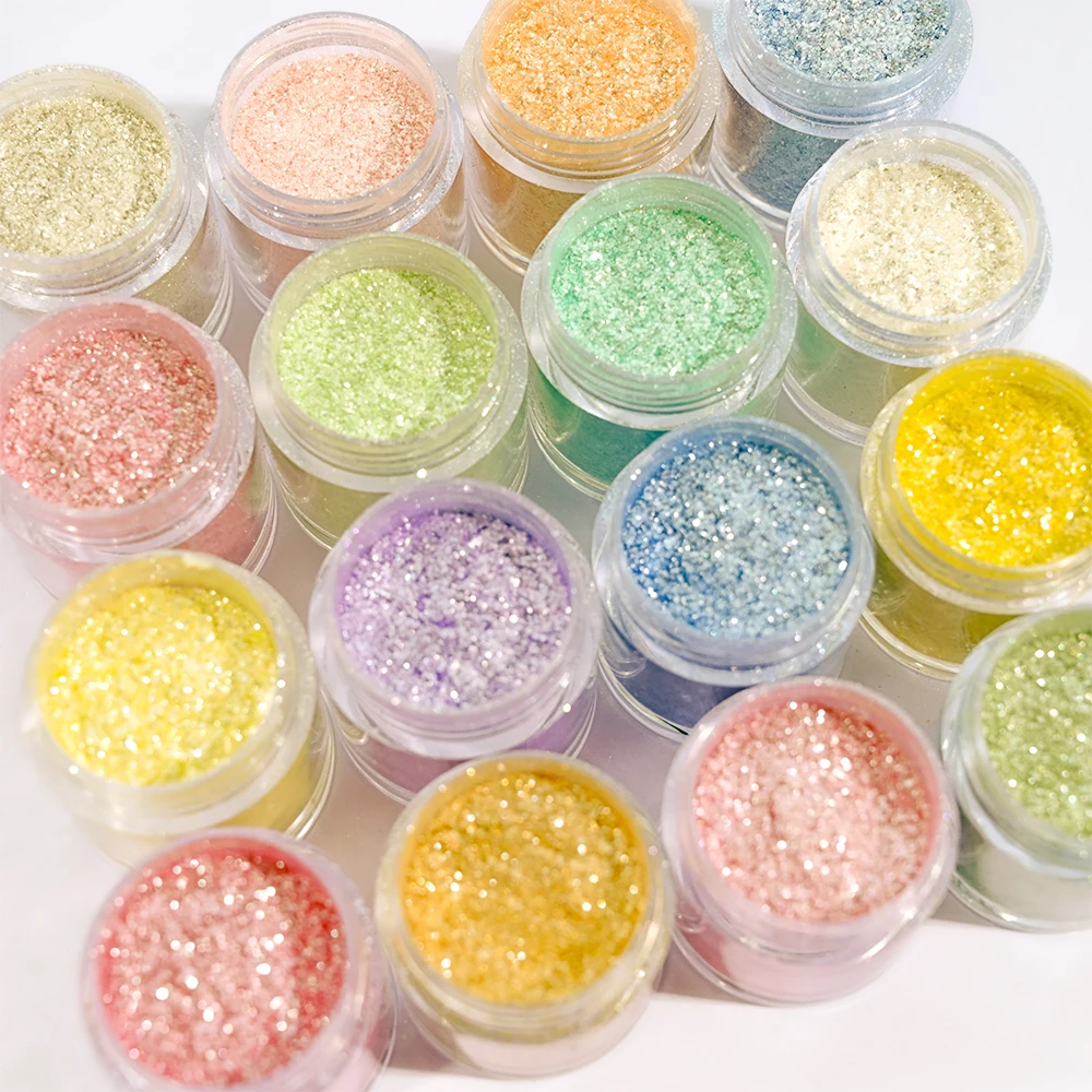 10g/jar Aurora Opal Nail Glitter Powder 16 Colors Unicorn Pigment Polarized Fragments Nails Decoration Accessories Mica Powder*%