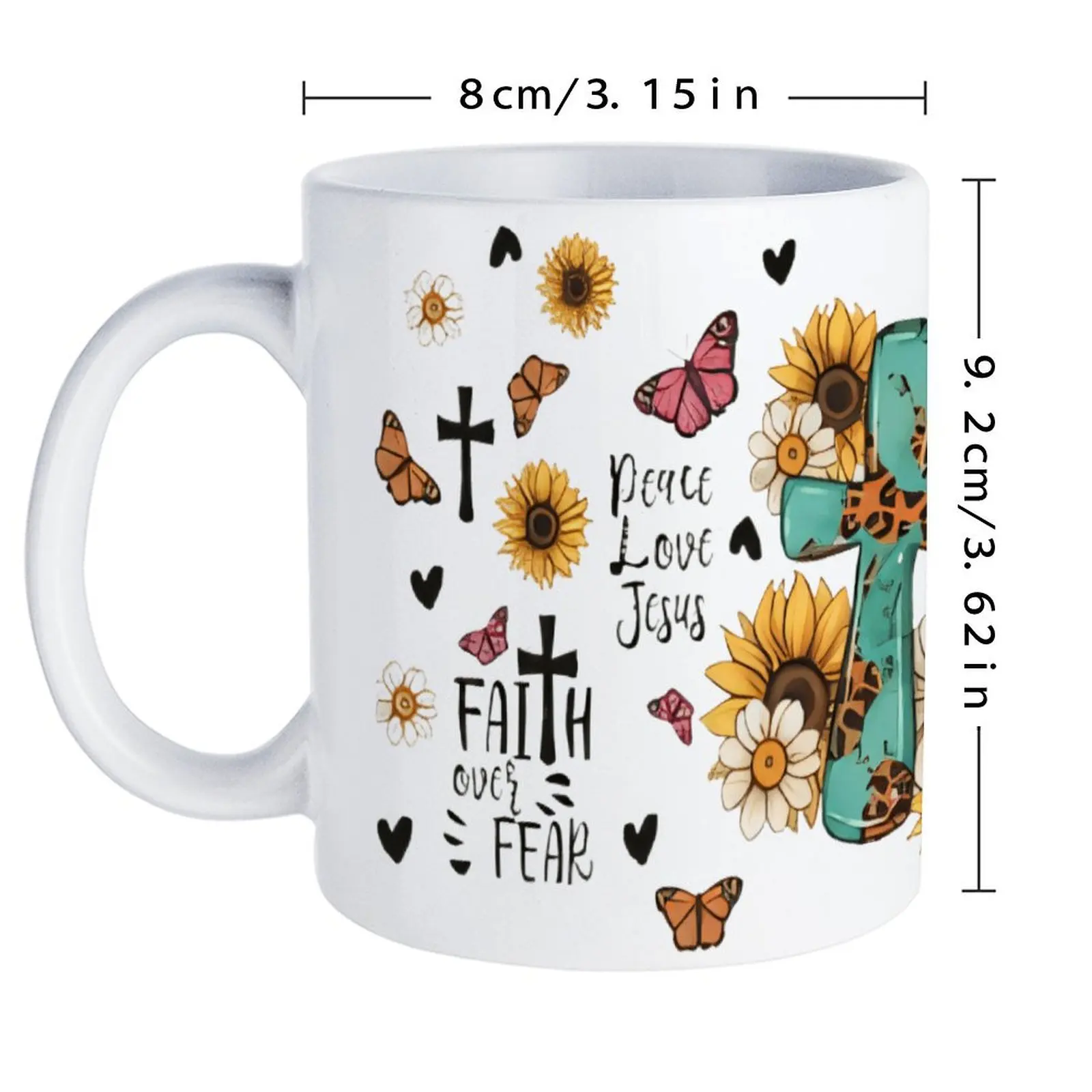 A Cross Surrounded By Sunflowe - Sublimation Mug White incelemesi ve fiyatı