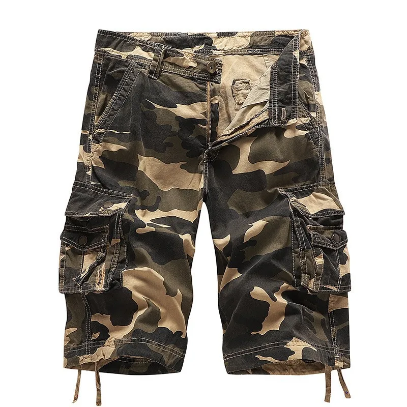 New Men's 5-point Pants Camouflage Shorts Large Size Multi-bag Casual Pants Wind Thin